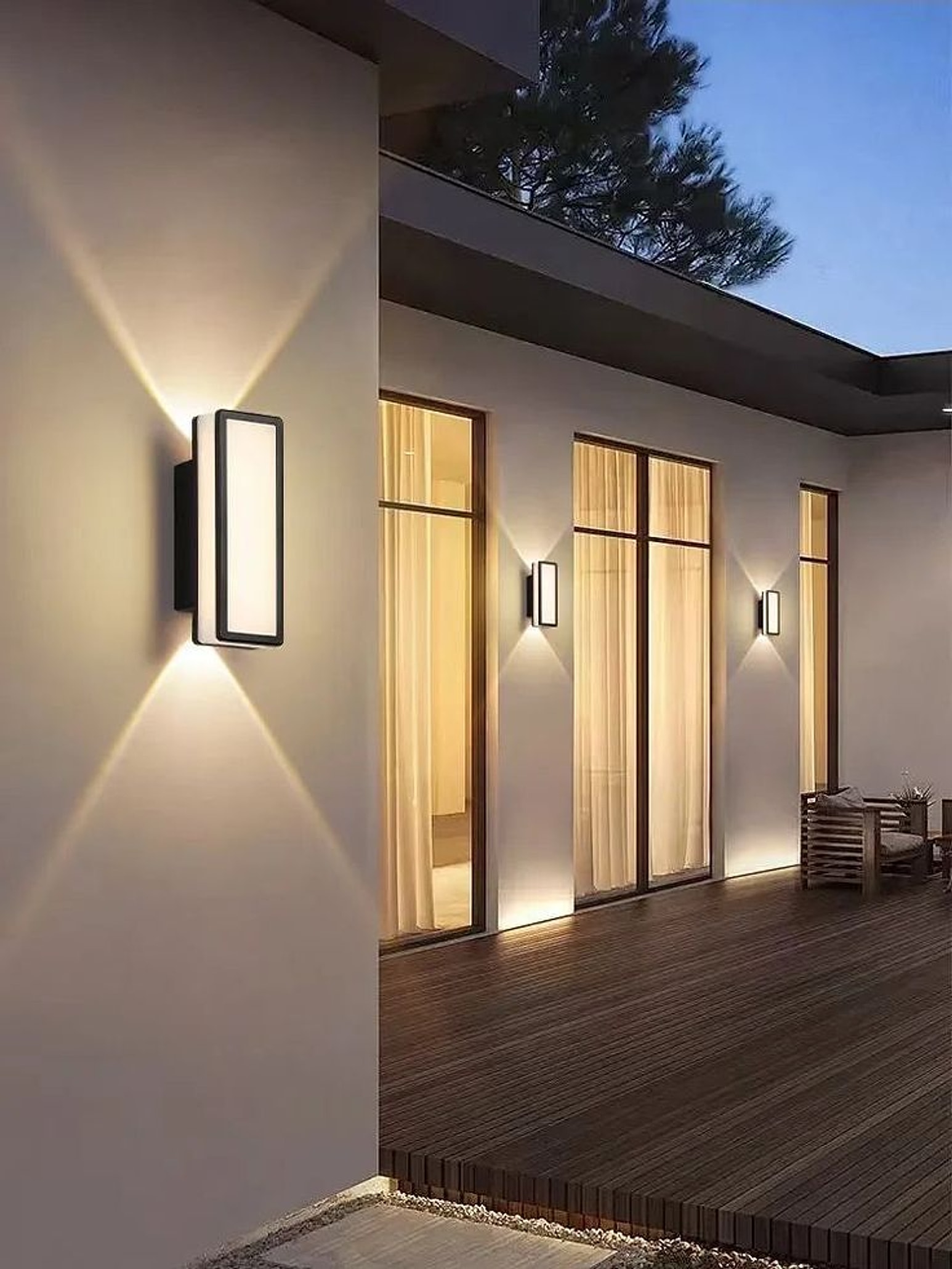 Black outdoor up-down LED wall sconce